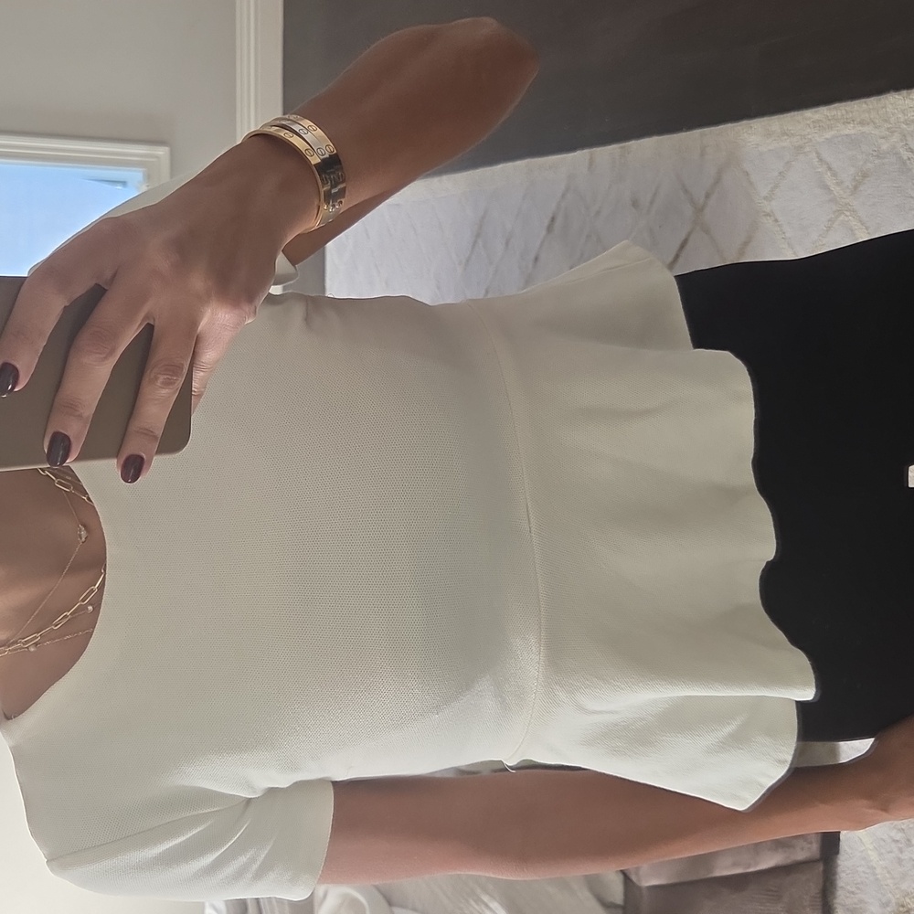 WOMEN'S WHITE ZARA PEPLUM TOP SHIRT BLOUSE SZ MEDIUM $30